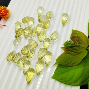 For AAA+ Quality Lemon Quartz Gemstone Drops Pair 7×15-8×18 MM Size Lemon Quartz Drops Pair Teardrop Briolette Cut Use For Jewelry.