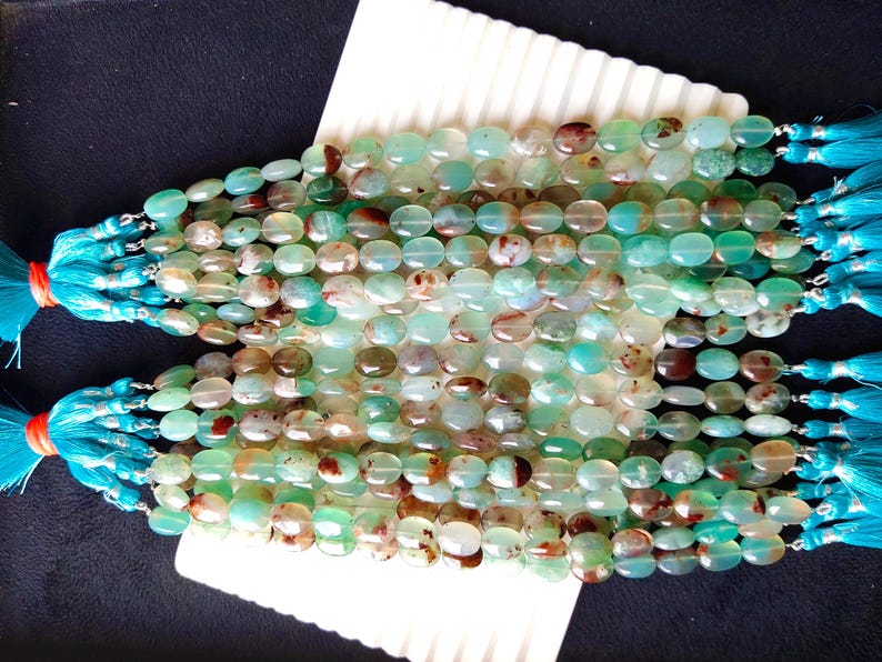 Natural Aquaplase Gemstone 8 Inch Smooth Oval Shape Beads Standard 913