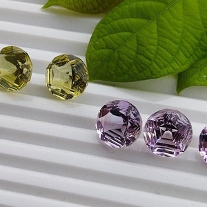 Amethyst / Lemon Quartz Gemstone Round Concave Star Cut 12×12 MM Round Shape Natural Gemstone Front/Side Drill/Without Drill Beads.