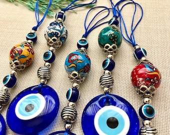 Evil Eye Wall Hanging, Door Decoration, Nazar Amulet, House Protection Talisman, Ceramic Ball, New Home Gift Idea, Christmas Gifts