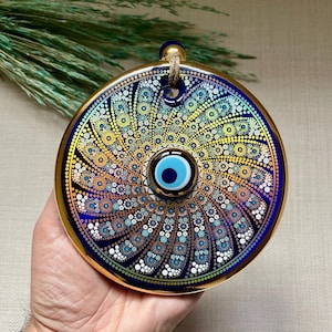 Gran ojo turco para colgar en la pared, decoración de pared, amuleto Nazar, protección del hogar, idea de regalo para el hogar, regalo para ella