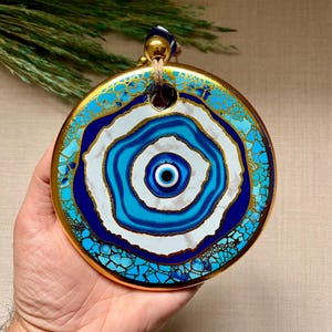 Gran mal de ojo para colgar en la pared, decoración de pared, amuleto de Nazar, mal de ojo turco, protección del hogar, idea de regalo para el hogar, regalo para ella