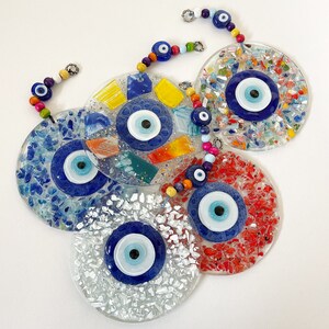 Evil Eye Wall Hanging, Door Decoration, Nazar Boncuk, Evil Eye Glass Art, House Protection Talisman, Home Decor, New Home Gift Idea