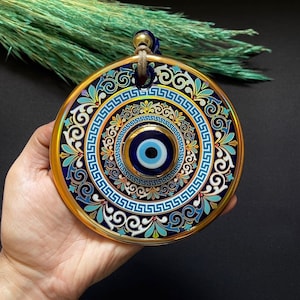 Gran ojo turco para colgar en la pared, decoración de pared, amuleto Nazar, protección del hogar, idea de regalo para el hogar, regalo para ella