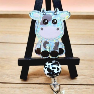 Cow badge reel, Interchangeable badge reel, retractable cow badge reel, retractable badge reel, cute cow badge reel, nurse gift, cute cow