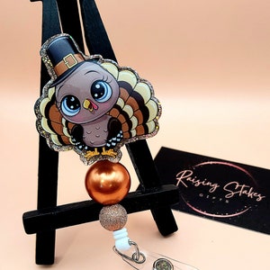 Turkey badge reel, fall badge reel, thanksgiving, nurse id holder, teacher id holder, turkey id holder, thanksgiving badge reel, fall