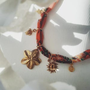 Build Your Own Custom Bandana Charm Necklace/ Free Shipping USA/ Scarf Necklace with charm / Gift for her/ Pick Your Charms / Gold / lucky