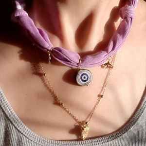 Make Your Bandana Necklace / Custom  Scarf Charm Necklace / Lucky Charm Necklace / Gift For Her / Evil eye Charm Necklace/ protection charm