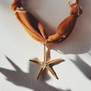 Build Your  own Charm Necklace / Personalized  Scarf Necklace with charm / Gift for her / Starfish charm / Bandana Necklace