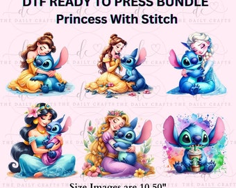 Princess & Stitch DTF Bundle, Ready To Press Transfers, DTF Transfers, Ready to Press, T-shirt Transfers, Heat Transfer, Direct to Film