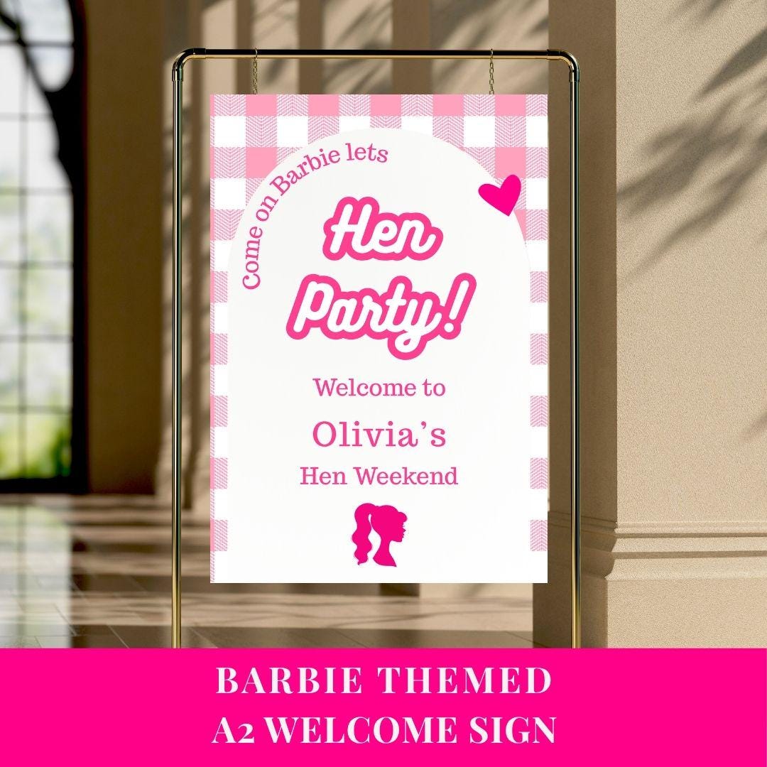 Barbie Welcome Sign | Barbie Themed Bachelorette (canva Template) - Etsy
