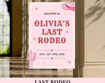 Last Rodeo Bachelorette Welcome Sign | Western Hen Party (Canva Template)