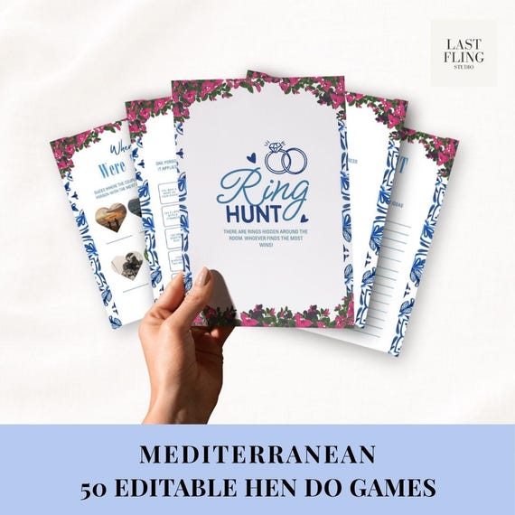 Mediterranean Hen Party Games Bundle | 50 Editable Canva Games | Instant Download