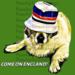 Come on England - Golden Retriever in England Hat Digital Image