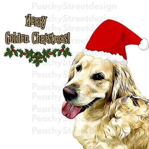 Golden Retriever Christmas Printable Digital Item, ideal for Christmas cards, wall art, mugs and clothing