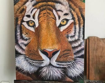 Original Tiger Oil Painting on Canvas – Wildlife Art (50x70 cm, Unframed cat