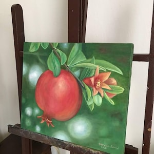 Oil Painting pomegranate wall decor-oil painting pomegranate-pomegranate walldecor-Pomegranate Themed Oil Painting–Kitchen Living Room decor