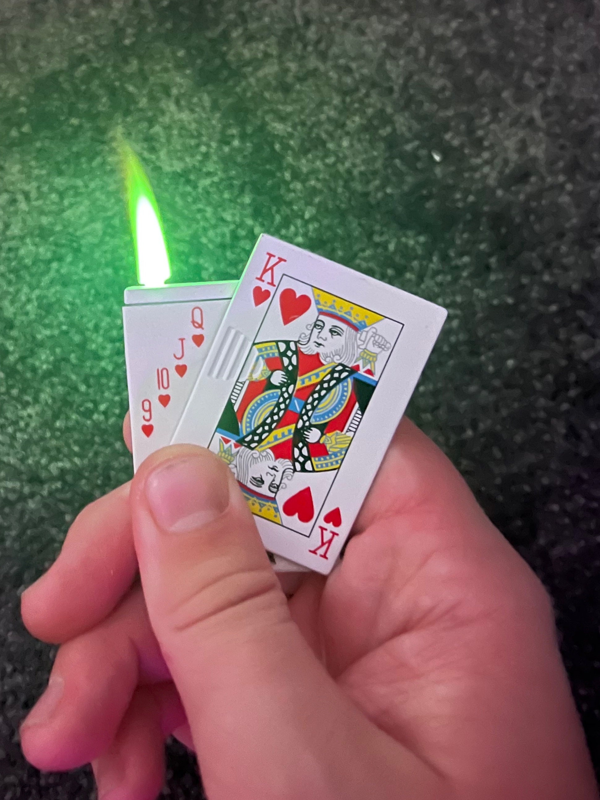 Poker Card Lighter, Playing Card Lighter, Green Flame Poker Lighter