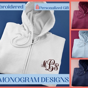 Monogrammed Fleece Full Zip Hoodie – United Monograms