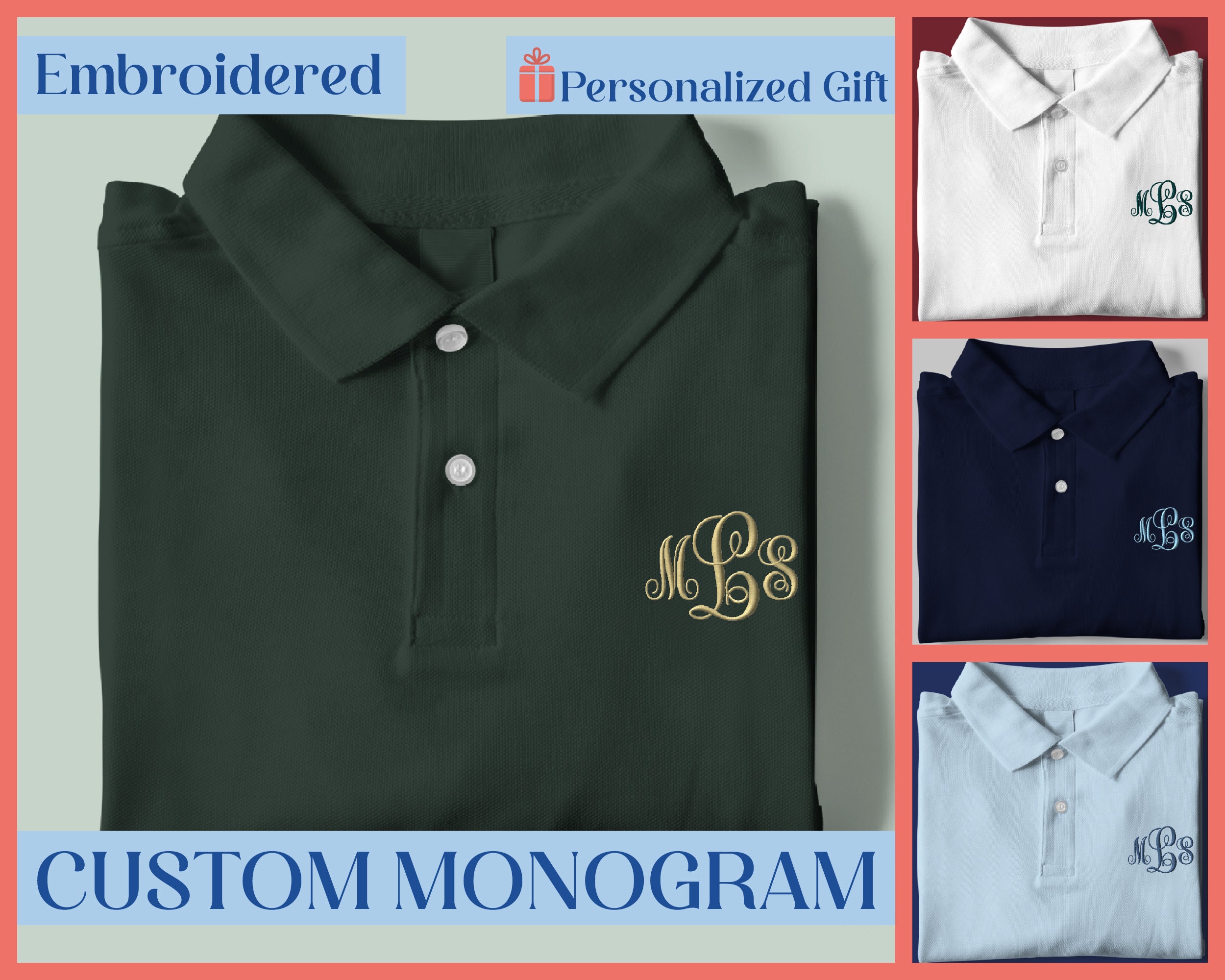 watercolor monogram polo shirt