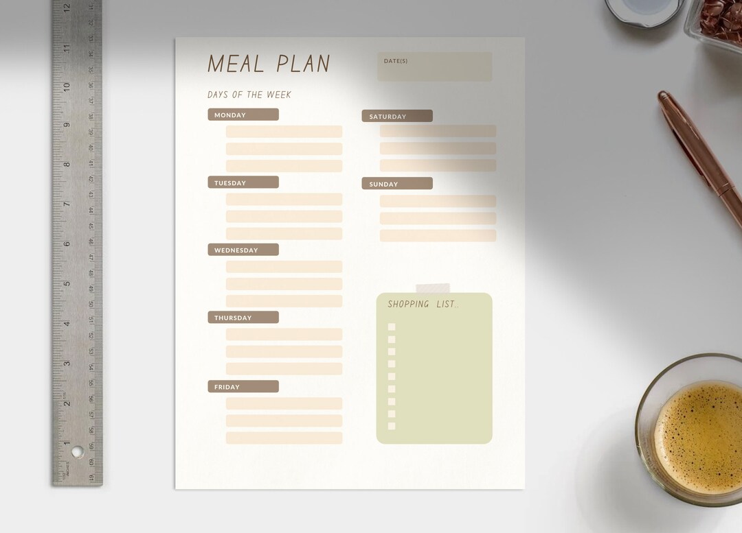 Printable Weekly Meal Planner, Shopping List, Undated Planner - Etsy