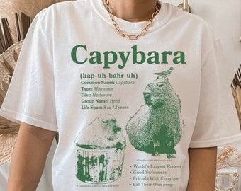 Capybara Unisex T-shirt, Vintage Inspired Capybara Shirt, Capybara Retro Gift tshirt, Sience Theme Graphic Tee, Trending Meme Shirt