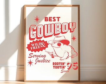 Cowboy Frog Poster: Vintage Wild West Art Print
