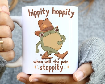 Funny Cowboy Frog Meme Coffee Mug - Trendy Quote Gift