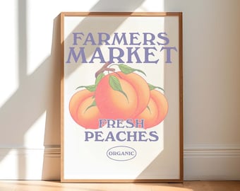 Peach Aesthetic Vintage - Poster, Retro Peach Aesthetic Print, Trendy Vintage Decor,  Preppy Fruit Market Wall Art Gift, UNFRAMED!