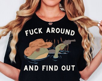 Funny Cowboy Frog T-Shirt: Sarcastic Western Meme Tee
