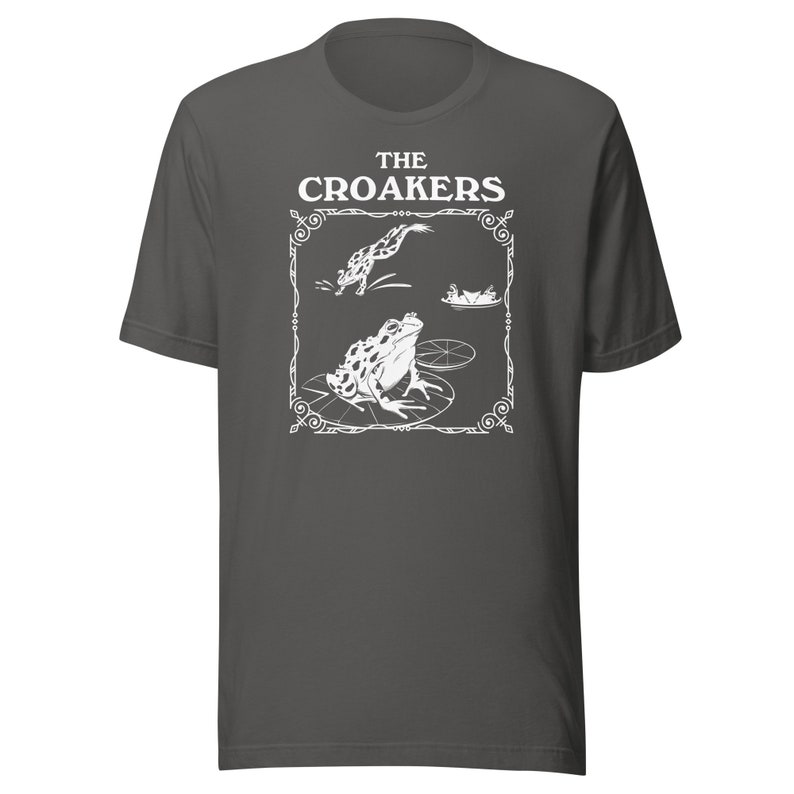 The Croakers - Unisex T-Shirt, Cottagecore Tshirt, Dark Academia, Trendy Gothic Frog Shirt, Goblincore Aeshtetic, Book Lover Gift