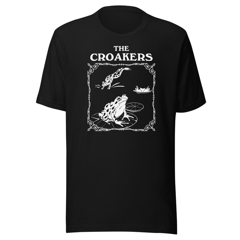 The Croakers - Unisex T-Shirt, Cottagecore Tshirt, Dark Academia, Trendy Gothic Frog Shirt, Goblincore Aeshtetic, Book Lover Gift