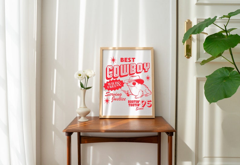 Poster Cowboy Frog : impression d'art vintage Far West image 3