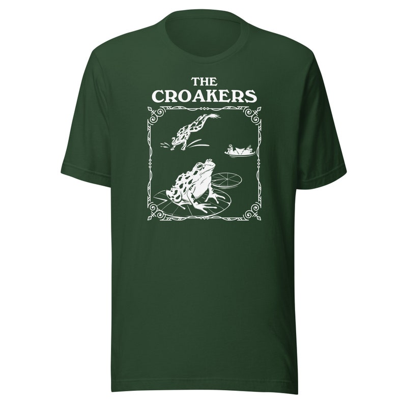The Croakers - Unisex T-Shirt, Cottagecore Tshirt, Dark Academia, Trendy Gothic Frog Shirt, Goblincore Aeshtetic, Book Lover Gift