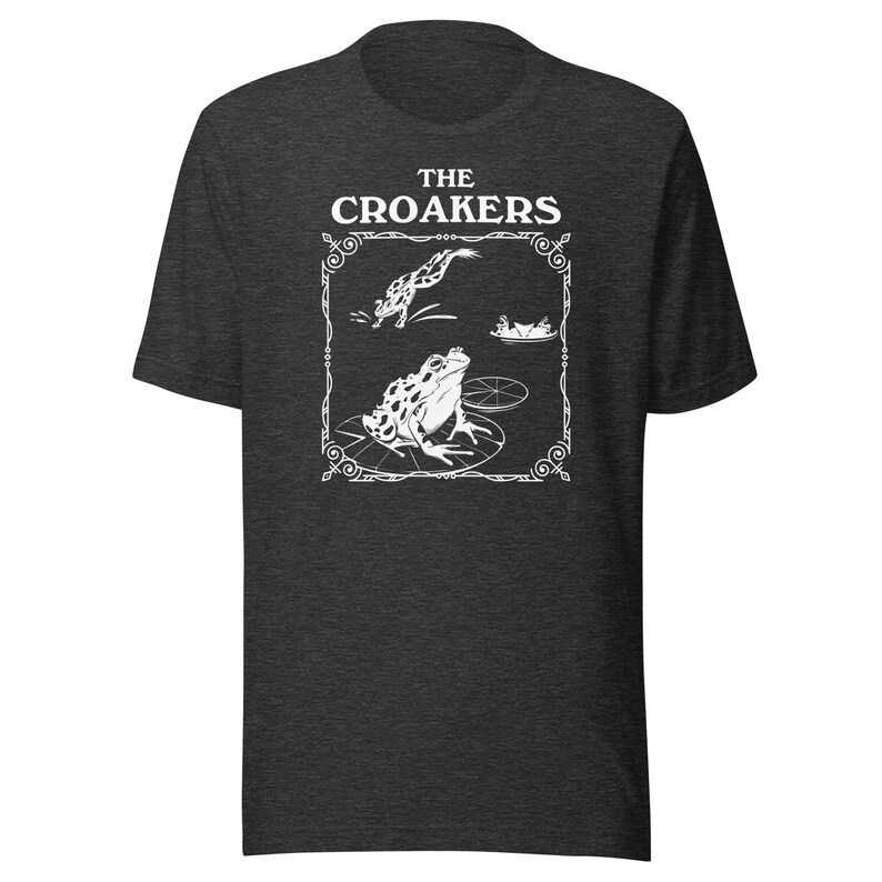 The Croakers - Unisex T-Shirt, Cottagecore Tshirt, Dark Academia, Trendy Gothic Frog Shirt, Goblincore Aeshtetic, Book Lover Gift