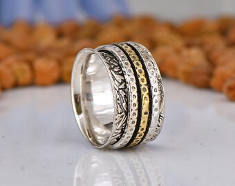 Spinner Ring Handmade Jewelry 925 Sterling Silver Anxiety Ring Silver Spinner Ring Thumb Ring Meditation Ring Fidget Ring Women Ring