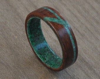 Mens Wood Ring with Malachite Inlay Engagement Ring Wooden Wedding Ring Anniversary Gift Wood Wedding Ring Malachite Jewelry Gift For Him