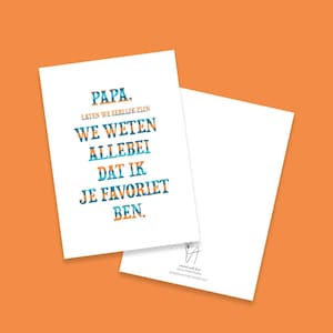 Grappige Vaderdagkaart – Citation aimable préférée – Kaart voor papa – typografische kaart – Handgemaakt A6 – Anna-Mae Studio