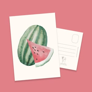 Carta con anguria – Collezione di frutta – illustrazione di fiori fatti a mano – Carta A6 – illustrazioni colorate – Anna-Mae Studio