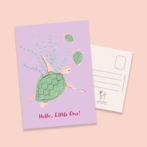 Hello Little One kaart – geboortekaart baby – onderwater thema – handgeschilderd wenskaart A6– Anna-Mae Studio
