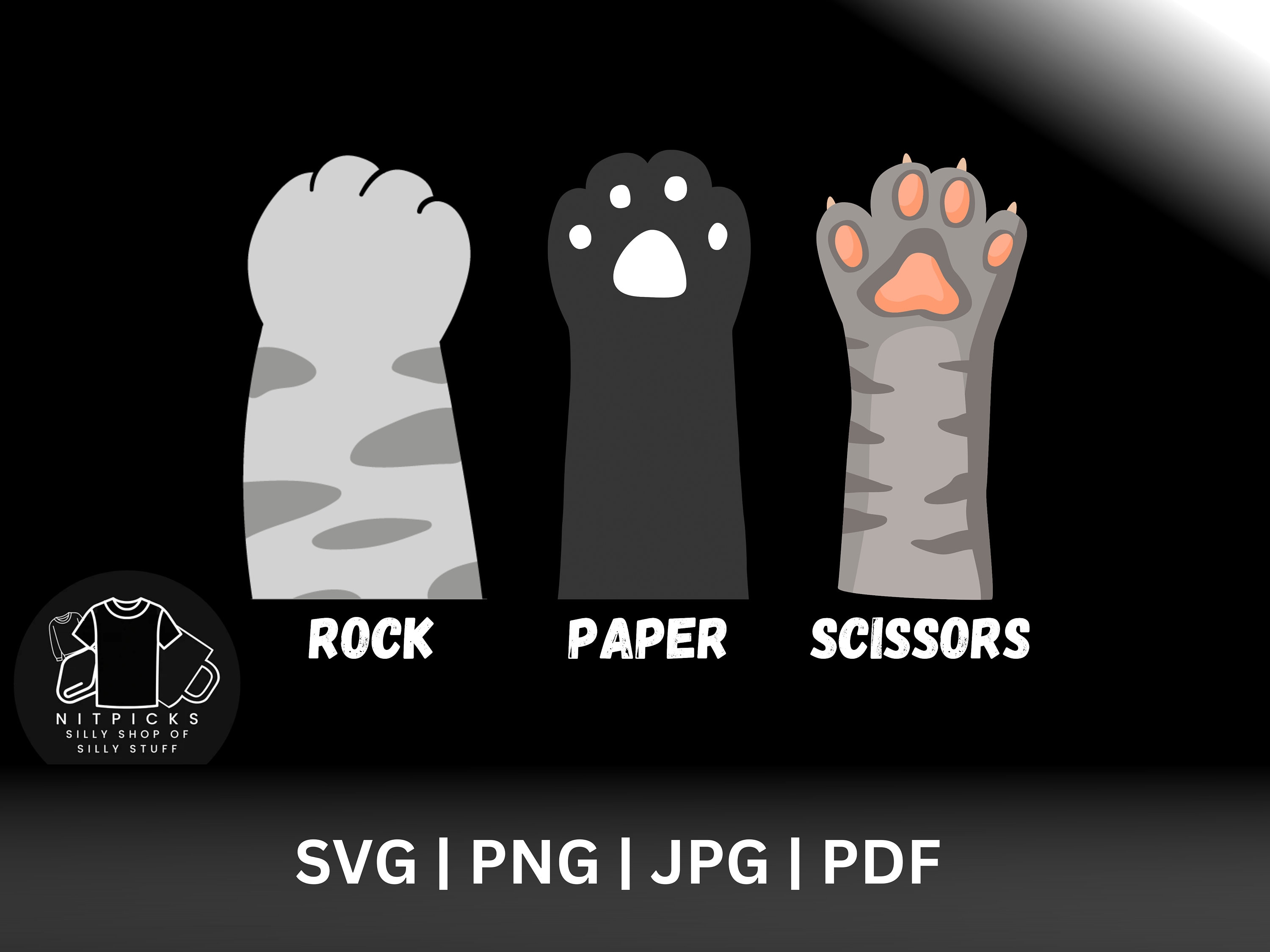 Cat Paw SVG PNG PDF Jpg Rock Paper Scissors Game Cute Funny Animal ...
