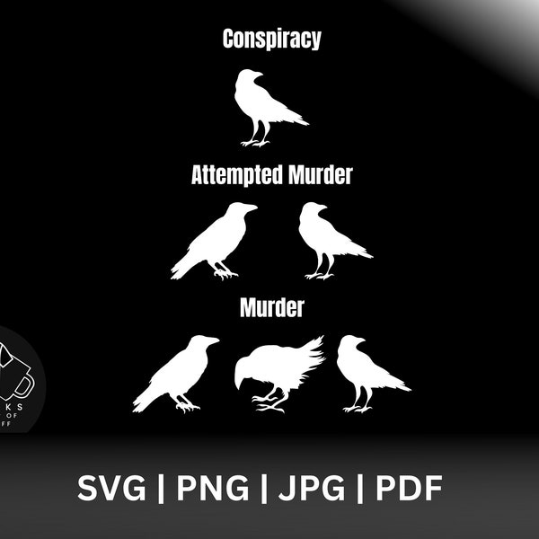 Bird Conspiracy SVG PNG PDF JpG Black Crow Murder Government Spy Coverup Bird Meme Vector Silhouette Cricut Cameo Cut Sublimation File