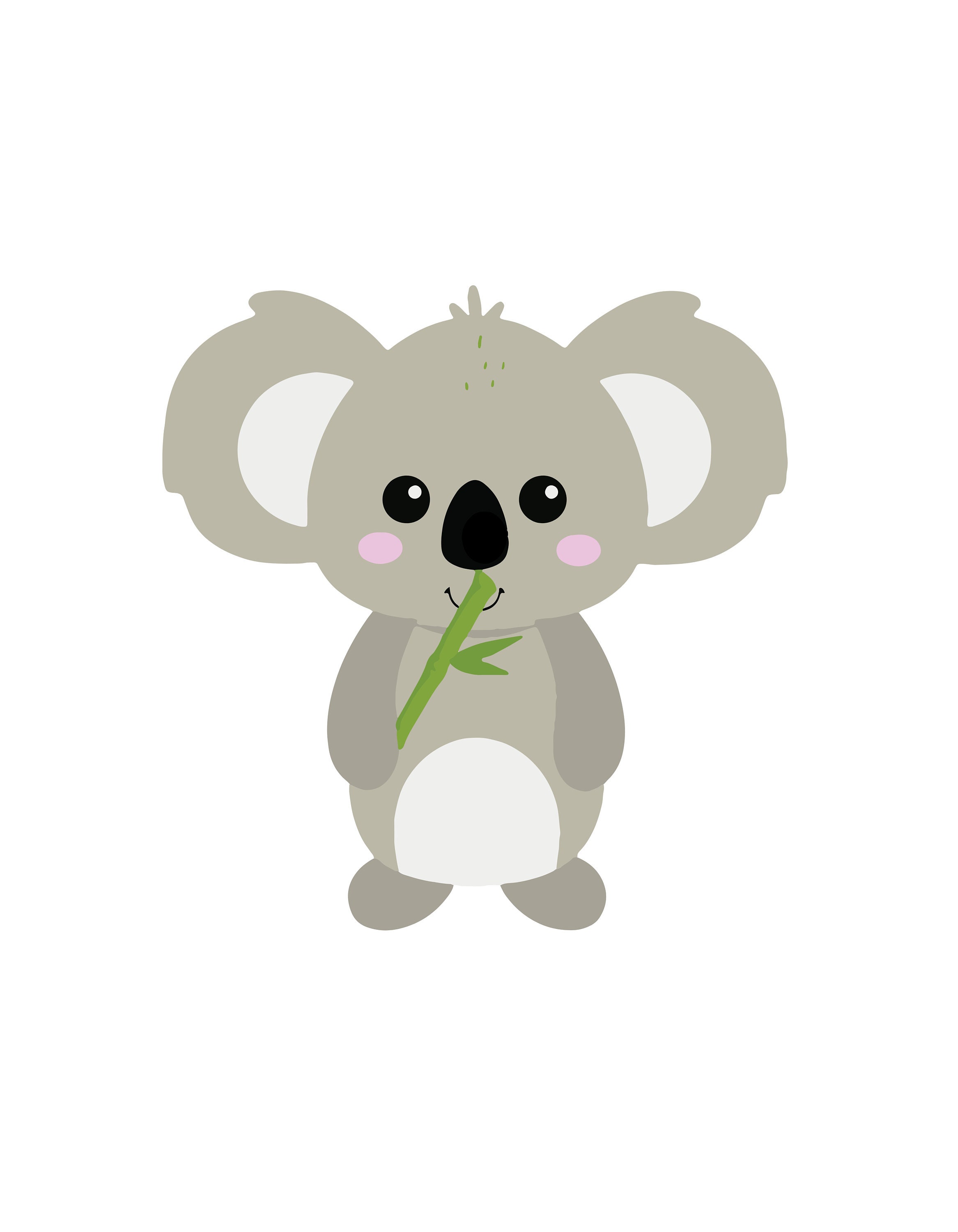 Koala Bear Clipart SVG PNG PDF Jpg Cartoon Animal Wildlife Woodland