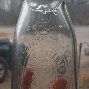 Half Pint Dairy Container Corp. Detroit Michigan Vtg Glas Milchflasche 3 Cent D