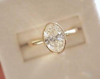 Oval Moissanite Ring 7×10mm | Gold Plated Statement Ring | Handmade Jewelry