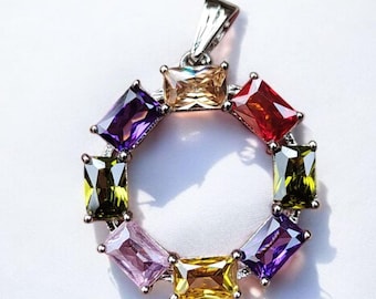 Rainbow Sapphire Pendant Necklace: Sterling Silver Gemstone Jewelry