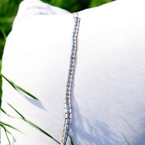 Tanzanite Tennis Bracelet: Sterling Silver Halo, December Birthstone
