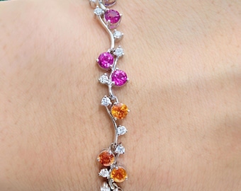 Rainbow Sapphire & Zircon Bracelet | Silver Gemstone Jewelry