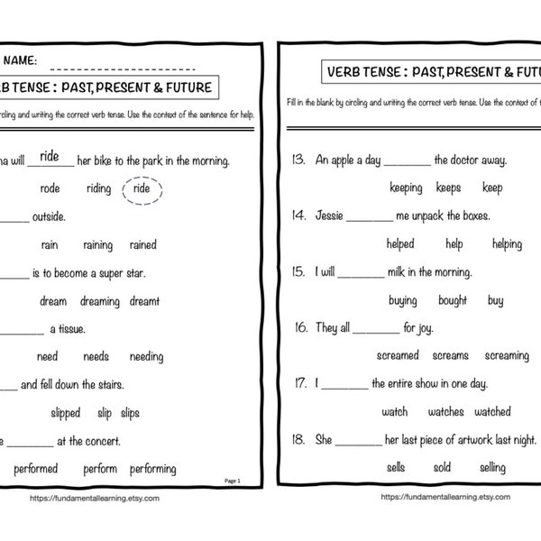Verb Tense Worksheet, English Worksheets for Kids, Kids Spelling  Worksheets, Reading Worksheets for Teachers, Grammar Worksheets for Child