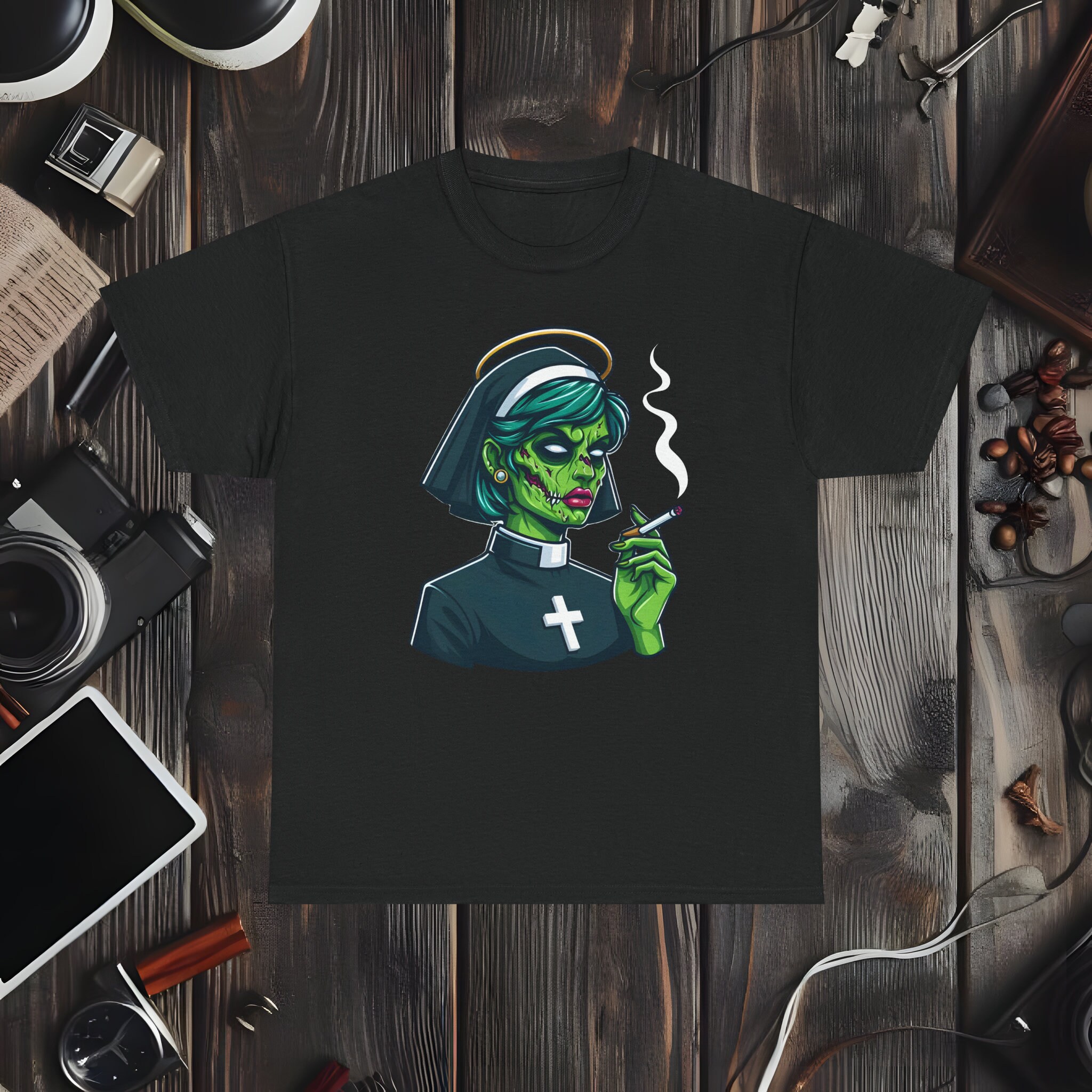 Nun Smoking Drink Weed Funny Novelty Men Women Unisex - Foto 7